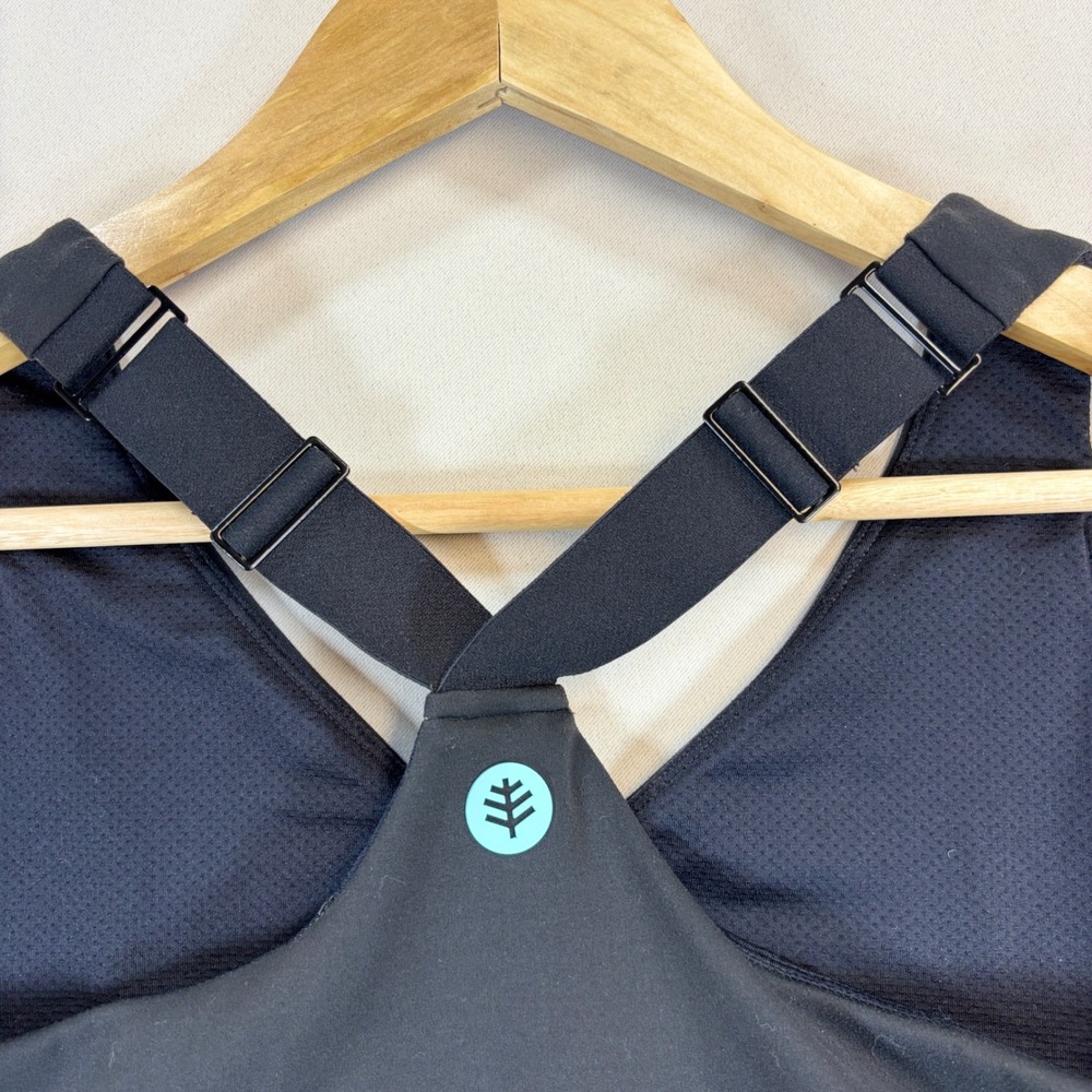 Coolibar Ananda Long Line Sports Bra Women Small Black UPF 50 T-Back Hiking Yoga - Picture 6 of 8